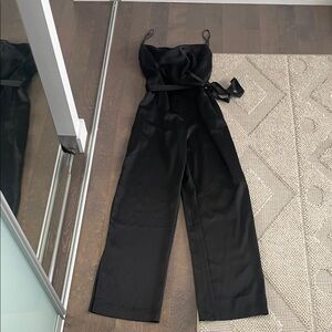 Elegant Black Satin Style Jumpsuit